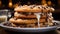 Homemade chocolate chip cookies on rustic wooden table, irresistible indulgence generated by AI