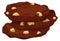 Homemade chocolate cookie cartoon icon. Nut chip snack