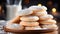 Homemade chocolate cookies on rustic wooden table, irresistible temptation generated by AI