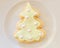 Homemade Christmas cookie tree in white plate