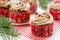 Homemade christmas cupcakes with sprinkles decoration. Festive s