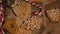 Homemade christmas gingerbread figures and candy cane