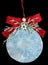 Homemade Christmas tree decoration ball  made of wood, plaster and bow isolated