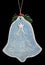 Homemade Christmas tree decoration bell made of wood, plaster and glitters  isolated