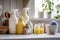 homemade cleaning products on a shelf with other household necessities