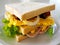 Homemade Club Sandwich on the White Plate