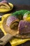 Homemade Colorful Mardi Gras King Cake