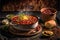 Homemade Comfort: A bowl of delicious homemade chili, Generative AI