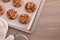 Homemade cookies with chocolate freshly baked composition top