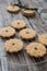 Homemade cookies on dark old wooden table. Selective Focus