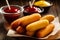 Homemade corn dogs food. Generate Ai