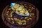 Homemade Cornflake cookies on a wooden background.