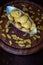 Homemade Cornflake cookies on a wooden background. Top view.