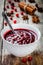 Homemade cranberry sauce with anise and cinnamon