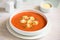 Homemade Cream of Tomato Soup with Tortellini