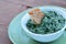 Homemade creamed spinach in a bowl