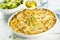 Homemade creamy mac`n`cheese with herbs