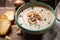 Homemade creamy mushroom soup for cold days