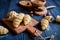 Homemade croissants filled with hazelnut cream