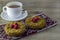 Homemade  crumbly shortbread with a cup of tea