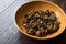 Homemade Cultivated Mushroom Salad with Dill and Green Onions.