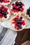 Homemade currant tart pie on wooden table