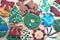 Homemade Decorated Cutout Christmas Cookies On Birch Wood Surface