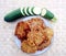 Homemade delicious fritters made from grated zucchini vegetables