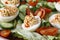 Homemade deviled egg salad closeup