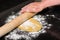 Homemade dough being formed into pasta