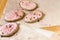 Homemade Easter cookies in shape of egg on baking paper