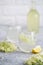 Homemade elderflower cordial with fresh elderflowers