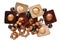 Homemade female beads are made of oak nut wooden simple cubes a