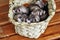 Homemade ferrets in a birch bark basket