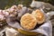 Homemade fresh classic scone on wood background