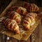 Homemade fresh croissants with lemon icing.