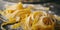Homemade fresh pasta close-up. Italian traditional fresh pasta.
