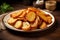Homemade fried potato on plate. Generate Ai