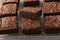 Homemade fudgy brownies on a baking rack