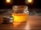 Homemade ghee clarified butter in a glass jar. Generative AI