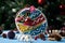 Homemade gingerbread cookie colorful christmas tree bauble