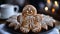 Homemade gingerbread cookies decorate the festive winter table generated by AI