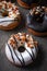 Homemade Gluten Free Donuts with Dark and White Chocolate Glaze Nougat Peanut
