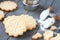 Homemade gluten free shortbread cookies with scoops of gluten free flour