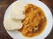 Homemade goulash with meat cabbage and dumplings