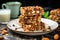 homemade granola bars stacked on a plate