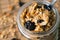 Homemade granola in a glass jar