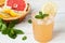 Homemade grapefruit soda in glass