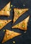 Homemade Greek feta cheese Phyllo Triangles pies with honey and pistachios. Cooking sweets turkish, or arabic traditional ramadan