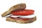 Homemade Healthy Sandwich With Sliced Tomato And Mozzarela Cheese, Closeup